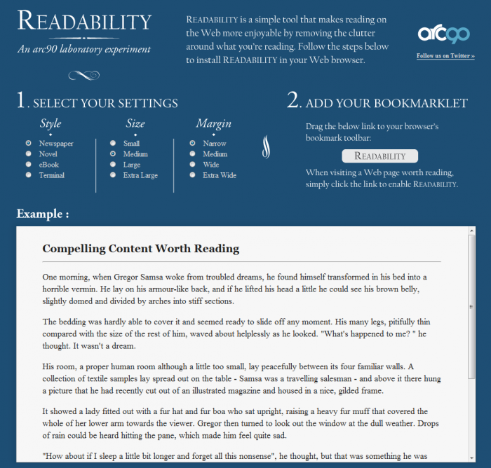 Readability screenshot Readability screenshot