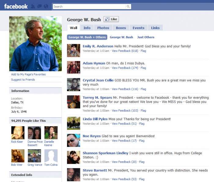 George W. Bush on Facebook